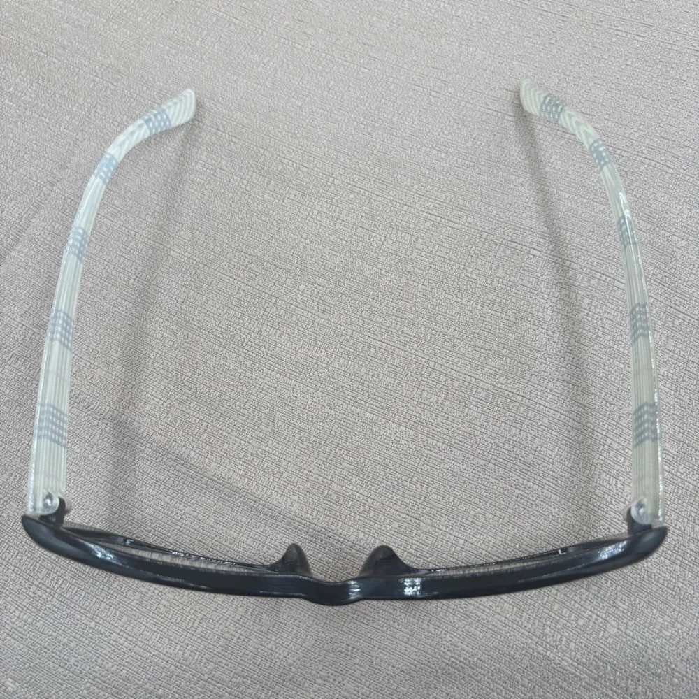 Etienne Aigner Black Rectangular Eyeglasses Plaid Temples Chic Academic Frames